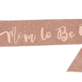 Rose gold glitter party sash with 'Mom to Be' script for baby showers - Mom To Be Rose Gold / Adult