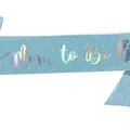Elegant light blue glitter Mom to Be sash for baby shower party celebrations - Mom To Be Lake Blue Iridescent / Adult