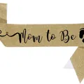 Elegant sparkling gold glitter Mom to Be sash for baby shower and gender reveal party decor - Mom To Be (gold Background Black Lettering) / Adult