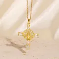 Elegante goldene Kreuzhalskette mit Zirkonia und religiösem Jungfrau Maria Anhänger - C00149 / 18K-Gold