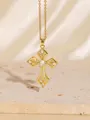Elegante goldene Kreuzkette mit funkelndem Zirkonia-Anhänger für einen luxuriösen Look - C00092 / 18K-Gold