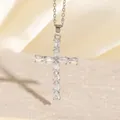 Elegante collana con croce argentata e zirconi scintillanti su base di pietra - C00099 / Oro 18K
