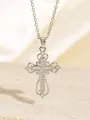 Elegante Halskette mit Kreuzanhänger aus Silber und Zirkon-Steinen im edlen Design - C00084 / 18K-Gold