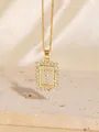 Elegante vergoldete Halskette mit Zirkonia-Kreuz-Anhänger auf einer steinernen Basis - C00080 / 18K-Gold