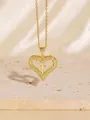 Elegante vergoldete Herz-Halskette mit Zirkonia-Kreuz-Inlay auf einem Steinsockel. - C00087 / 18K-Gold