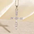 Elegante silberne Kreuzkette mit glitzernden Zirkonia-Steinen für Damen Schmuck - C00038 / 18K-Gold