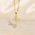 Elegante, 18k vergoldete Kreuzanhänger Halskette mit funkelnden Zirkonia-Kristallen - C00031 / 18K-Gold