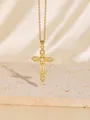 Elegante goldene Kreuzkette mit schimmernden Zirkonsteinen im Vintage-Barock-Stil. - C00091 / 18K-Gold