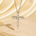 Elegante silberne Zirkon-Kreuzkette mit brillant geschliffenen Steinen auf Stein - C00010 / 18K-Gold