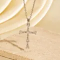 Eleganter Silber-Zirkonia-Kreuzanhänger, luxuriöser und vielseitiger Schmuck - C00018 / 18K-Gold