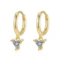 Elegantes pendientes de aro en plata de ley 925 dorada con cristales en forma de triángulo - Aro Geométrico (ES3110) / Plata 925 / Dorado con circón blanco