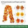 Künstliche Ahornblatt-Girlande, Stil A orange-rot, 175cm Länge für Heimdekoration. - 36 Köpfe Doppelblatt Ahorn Stil (Stil A) / Herbst Orange Rot