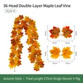 Stil B 175cm künstliche Herbst-Ahornblatt-Girlande mit 36 Blattpaaren für Herbstdekoration - 36 Köpfe Doppelblatt Ahorn Stil (Stil B) / Spätherbst Rot Gelb Verlauf