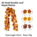 Künstliche Ahornblatt-Girlande für den Herbst, 175 cm lang mit 36 Blattbüscheln - 36 Köpfe Doppelblatt Ahorn Stil (Stil C) / Orange Rot und Gelb Abwechselnd