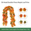 Premium 175 cm künstliche herbstliche Ahornblatt Girlande für Erntedankfest Dekoration - 36 Köpfe Doppelblatt Ahorn Stil (Stil D) / Orange Gelb Grün Verlauf