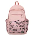 Mochila rosa elegante para estudiantes de gran capacidad con diseño de grafiti negro - Bolso Simple Grande / Rosa