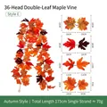 175cm lange künstliche Ahornblatt-Girlande für herbstliche Erntefest-Dekorationen - 36 Köpfe Doppelblatt Ahorn Stil (Stil E) / Rötlich Brauner Verlauf