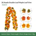 175 cm künstliche Ahornblattgirlande für die herbstliche Erntedankfest Dekoration - 36 Köpfe Doppelblatt Ahorn Stil (Stil R) / Orange Gelb Grün Dreifarbverlauf