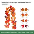 175 cm künstliche Ahornblatt-Girlande, herbstliche Hängepflanze für Halloween-Deko. - 36 Köpfe Doppelblatt Ahorn Stil (Nr. 3) / Orange Rot Gelb Braun Herbstfarben