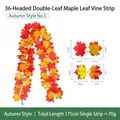 Künstliche Herbst Ahornblatt Girlande 175cm lang für Halloween Erntedankfest Dekoration - 36 Köpfe Doppelblatt Ahorn Stil (Nr. 5) / Rot Gelb Verlauf Herbstfarbe