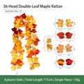 175cm künstliche Ahornblatt Girlande für herbstliche Ernte und Halloween Deko - 36 Köpfe Doppelblatt Ahorn Stil (Nr. 12) / Orange Gelbe Herbsttöne