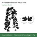 Schwarze künstliche Ahornblatt-Girlande für Halloween-Deko 175cm lang 36 Köpfe - 36-Kopf Schwarzer Doppelblatt Ahorn Stil (Nr. 16) - mit 2 Haken / Schwarz