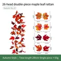 200cm künstliche Ahornblatt Girlande für Herbst Halloween und Erntedankfest Deko - 26 Köpfe Doppelblatt Ahorn Stil (Nr. 22) / Rot Orange Dunkelbraun Herbstfarben