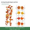 Künstliche Ahornblatt-Ranke für Herbstdekoration, 200cm Länge, ca. 50g pro Stück - 26 Köpfe Doppelblatt Ahorn Stil (Nr. 23) / Gold Orange Rot Verlauf