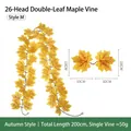 200cm Herbst Simulation Ahornblatt Girlande für Erntedankfest und Halloween Dekorationen - 26 Köpfe Doppelblatt Ahorn Stil (Stil M) / Orange und Gelb Herbst