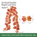Künstliche Ahornblatt Girlande 200cm für Herbsternte und Halloween Dekoration Bedarf - 26 Köpfe Doppelblatt Ahorn Stil (Stil P) / Orange Rot Verlauf Ahornfarbe