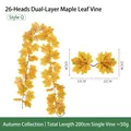 Künstliche Ahornblattgirlande Herbst Style Q 200cm 26 Köpfe Doppeldecker Dekoration - 26 Köpfe Doppelblatt Ahorn Stil (Stil Q) / Orange Gelb Farbverlauf