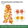 Künstliche Herbst-Ahorngirlande Modell T, 200 cm Länge für Erntedank-Dekoration - 26 Köpfe Doppelblatt Ahorn Stil (Stil T) / Orange Rot und Gelbe Farben
