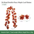 200cm Künstliche Ahornblatt-Girlande für herbstliche Erntedankfest-Dekorationen - 26 Köpfe Doppelblatt Ahorn Stil (Stil U) / Rot- und Orangetöne