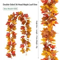 Herbstlicher künstlicher Ahornblatt-Girlande für Halloween und Erntedankfest - 36 Köpfe Doppelseitig Neuer Stil (Stil 444) / Orange Gelb Dunkelrot Verlauf