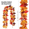 Dekorative künstliche Ahornblattgirlande für Herbst- und Halloween-Feierlichkeiten - 36 Köpfe Doppelseitig Neuer Stil (Stil 555) / Sonnenuntergang Farbverlauf