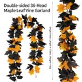 175cm künstliche Ahornblattgirlande in Orange und Schwarz für Halloween Dekoration - 36 Köpfe Doppelseitig Neuer Stil (Stil 1919) / Orange und Schwarz Zweifarbig Abwechselnd