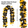 Künstliche Ahornblatt-Girlande in Schwarz und Gelb für die Halloween-Erntedekoration - 36 Köpfe Doppelseitig Neuer Stil (Stil 1818) / Orange Gelb und Kohlenschwarz