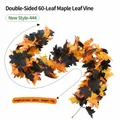 Künstliche Ahornblattgirlande in Schwarz und Orange für Halloween Herbstdeko 180cm - 60 Köpfe Doppelseitig Neuer Stil (Stil 111) / Schwarz und Orange