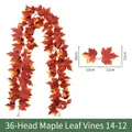 175cm künstliche Ahornblatt Girlande für Herbst Erntedankfest und Halloween Dekoration - 36-Heads Ahornblatt Rebe (Stil 14-12) / Orange-Rote Herbstfarbe