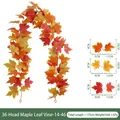 175 cm künstliche Ahornblattgirlande mit 36 Köpfen für Herbst- und Halloweendekoration - 36-Heads Ahornblatt Rebe (Stil 14-46) / Orange-Gelber und Orange-Roter Verlauf