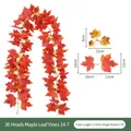 175cm Künstliche Ahornblatt-Girlande für den Herbst mit 36 Realistischen Blattgruppen - 36-Heads Ahornblatt Rebe (Stil 14-7) / Orangerot Farbverlauf
