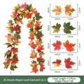 Dekorative künstliche Ahornblatt-Girlande für Herbstfeste, 175 cm lang mit 36 Blattköpfen - 36-Heads Ahornblatt Rebe (Stil 14-3) / Rot-Gelb-Grün Farbverlauf