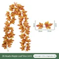 Künstliche herbstliche Ahornblatt-Girlande für die Erntefest-Dekoration, 175 cm Länge - 36-Heads Ahornblatt Rebe (Stil 14-9) / Orange-Rot und Dunkelgelb Abwechselnd