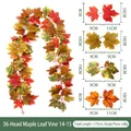 Mehrfarbige künstliche Ahornblatt Girlande 175cm für Herbst und Erntefest Dekoration - 36-Heads Ahornblatt Rebe (Stil 14-15) / Dunkelrot-Orange-Gelb-Grüner Verlauf