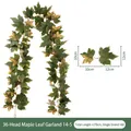 175 cm künstliche Ahornblatt-Ranke mit 36 Blättern für Herbst- und Halloween-Deko - 36-Heads Ahornblatt Rebe (Stil 14-5) / Grün-Braune Herbstfarben