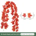 Künstliche orangefarbene Ahornblatt-Girlande, 175 cm Länge für Herbst- und Halloween-Dekor - Stil 14-8 (Inklusive 2 Haken) / 36 Köpfe (ca. 175 cm) / Herbst Orange Rot