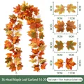 Künstliche Ahornblatt-Girlande mit 36 Köpfen, 175 cm lang für die Herbstdekoration. - Stil 14-20 (Inklusive 2 Haken) / 36 Köpfe (ca. 175 cm) / Herbstliches Mehrfarbiges Rot