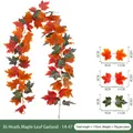 Künstliche Ahornblatt-Girlande 175 cm lang für die Dekoration zu Herbst und Halloween - Stil 14-47 (Inklusive 2 Haken) / 36 Köpfe (ca. 175 cm) / Herbst Orange Rot Grün Mischung