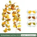 Künstliche Ahornblatt-Girlande Herbstdekoration 175cm Länge - Stil 14-23 (Inklusive 2 Haken) / 36 Köpfe (ca. 175 cm) / Ernte Orange Gelb Braun