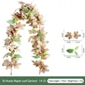 Künstliche Ahornblattrebe 175cm Herbstgirlande für Halloween Erntedankfest Dekoration - Stil 14-35 (Inklusive 2 Haken) / 36 Köpfe (ca. 175 cm) / Verwelktes Gelb Braun Mischung